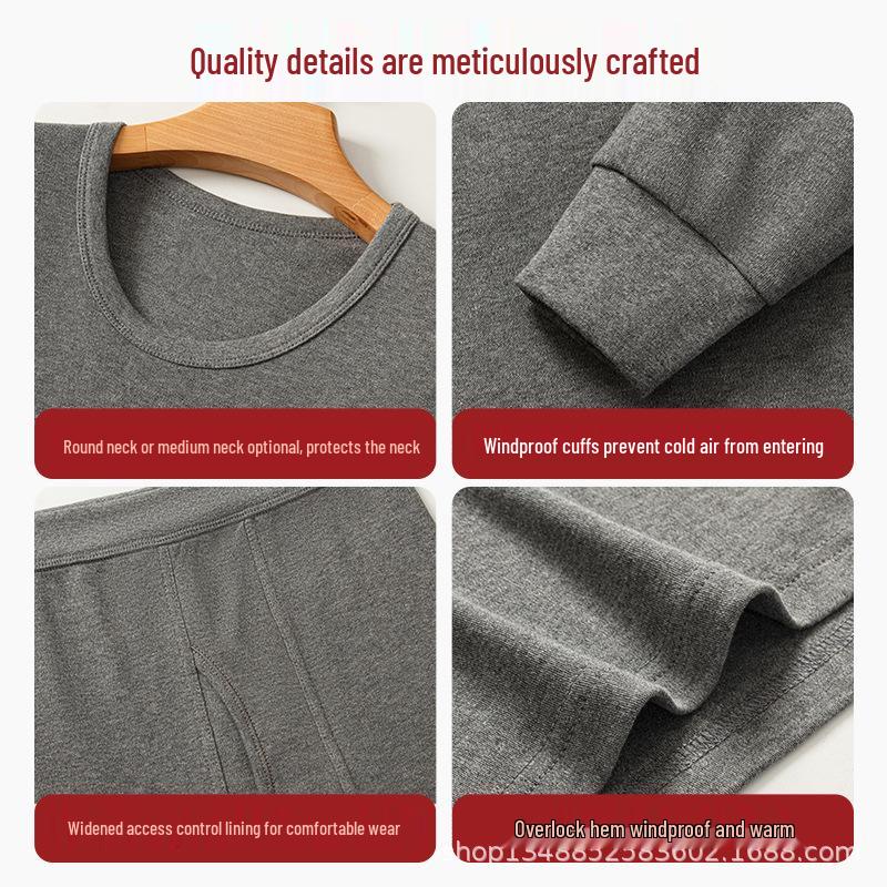 Men's Cotton Autumn Sweater & Trousers Set: Youth All-Cotton Antibacterial, Warm, Winter Heat-Generating Underwear