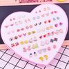 Women's Heart Stud Earrings Set in Acrylic Resin - Boxed Jewelry Accessory