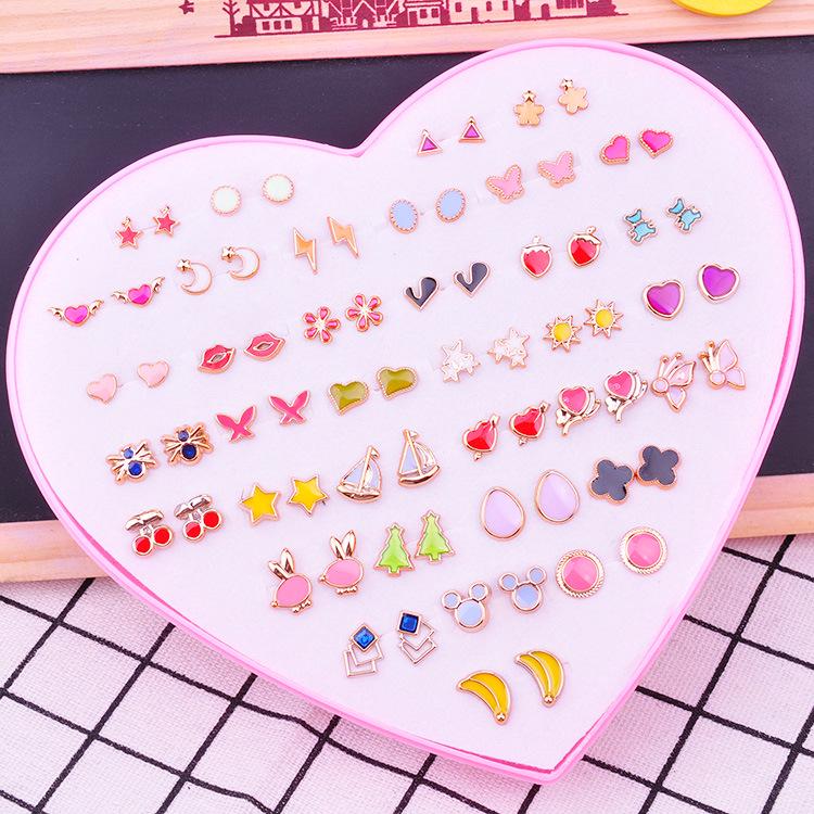 Women's Heart Stud Earrings Set in Acrylic Resin - Boxed Jewelry Accessory