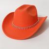 Women's Unisex Western Cowboy Hat with 3D Round Gems, Rhinestones, Rivets, and Chain Decorations, Wedding Party Hat