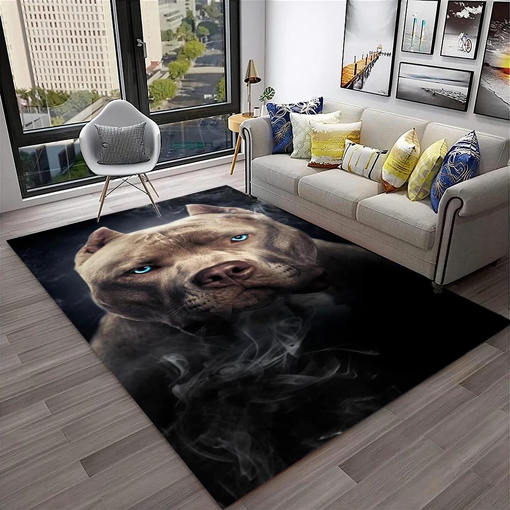 French Pit Bull Dog Pet Cartoon Carpet Rug for Home Living Room Bedroom Sofa Doormat Decor,kids Play Area Rug Non-slip Floor Mat