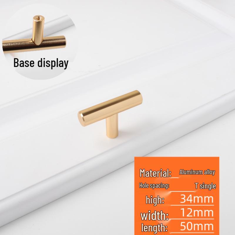 Nordic Minimalist Gold Aluminum Round Bar Handle for Cabinets & Wardrobes