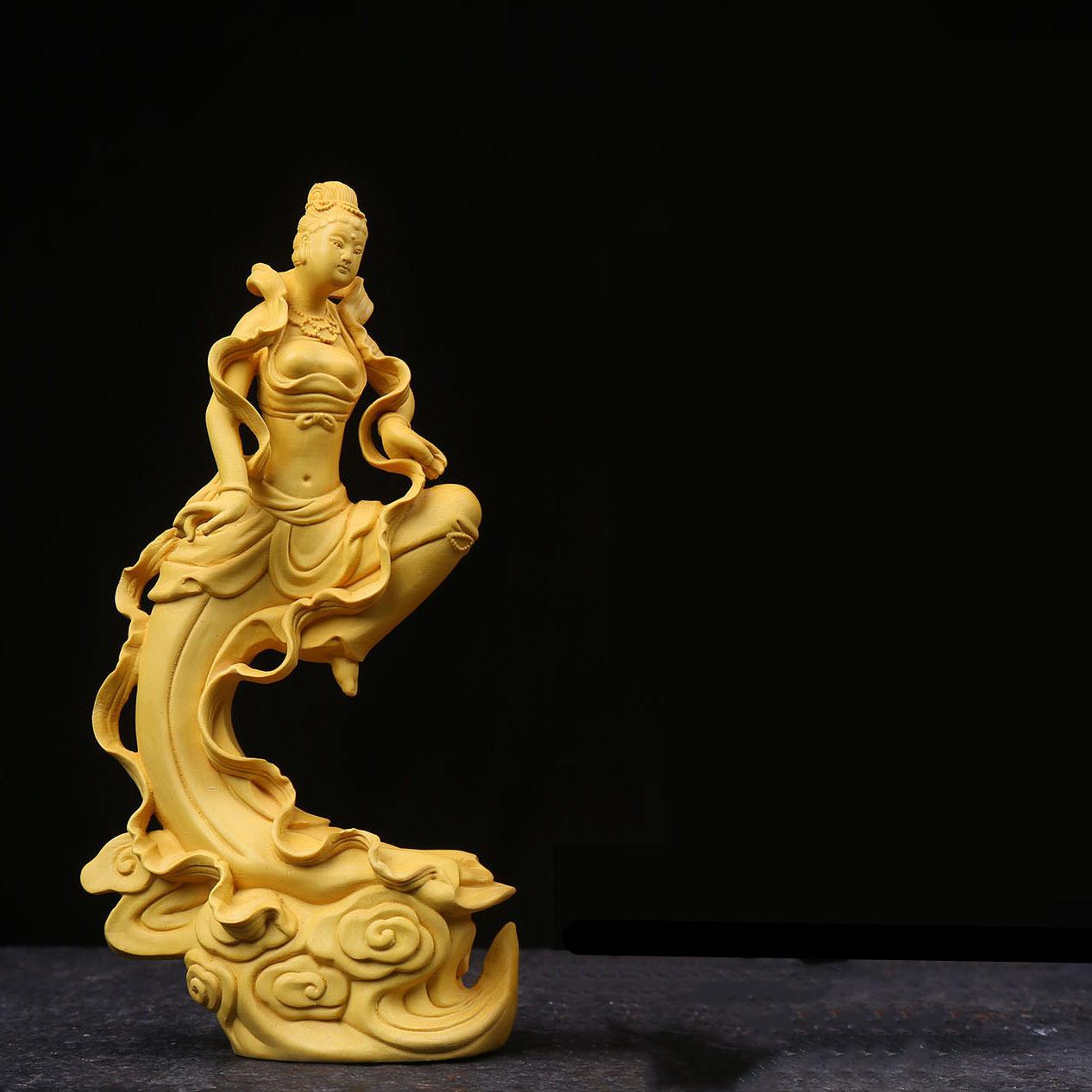 

Аксессуары для украшения дома Резьба по самшиту Дуньхуанская летящая дева Предметы интерьера Деревянные изделия ручной работы Подарок