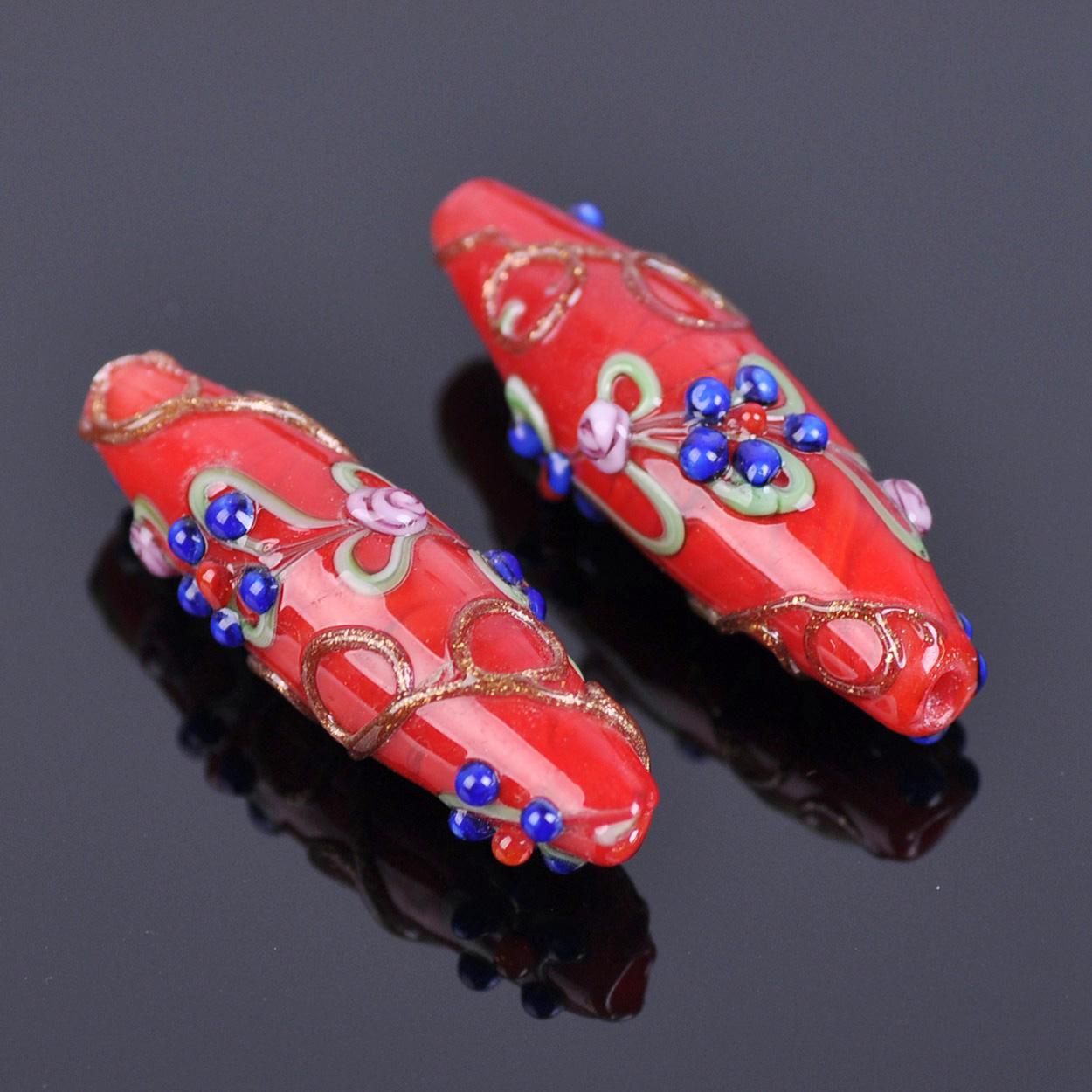 

5 шт. 45x13 мм Большие овальные регби Ручной работы Цветочные Лэмпворк Стеклянные Свободные Бусины для Изготовления Ювелирных Изделий DIY Фурнитура 45x13mm-5pcs