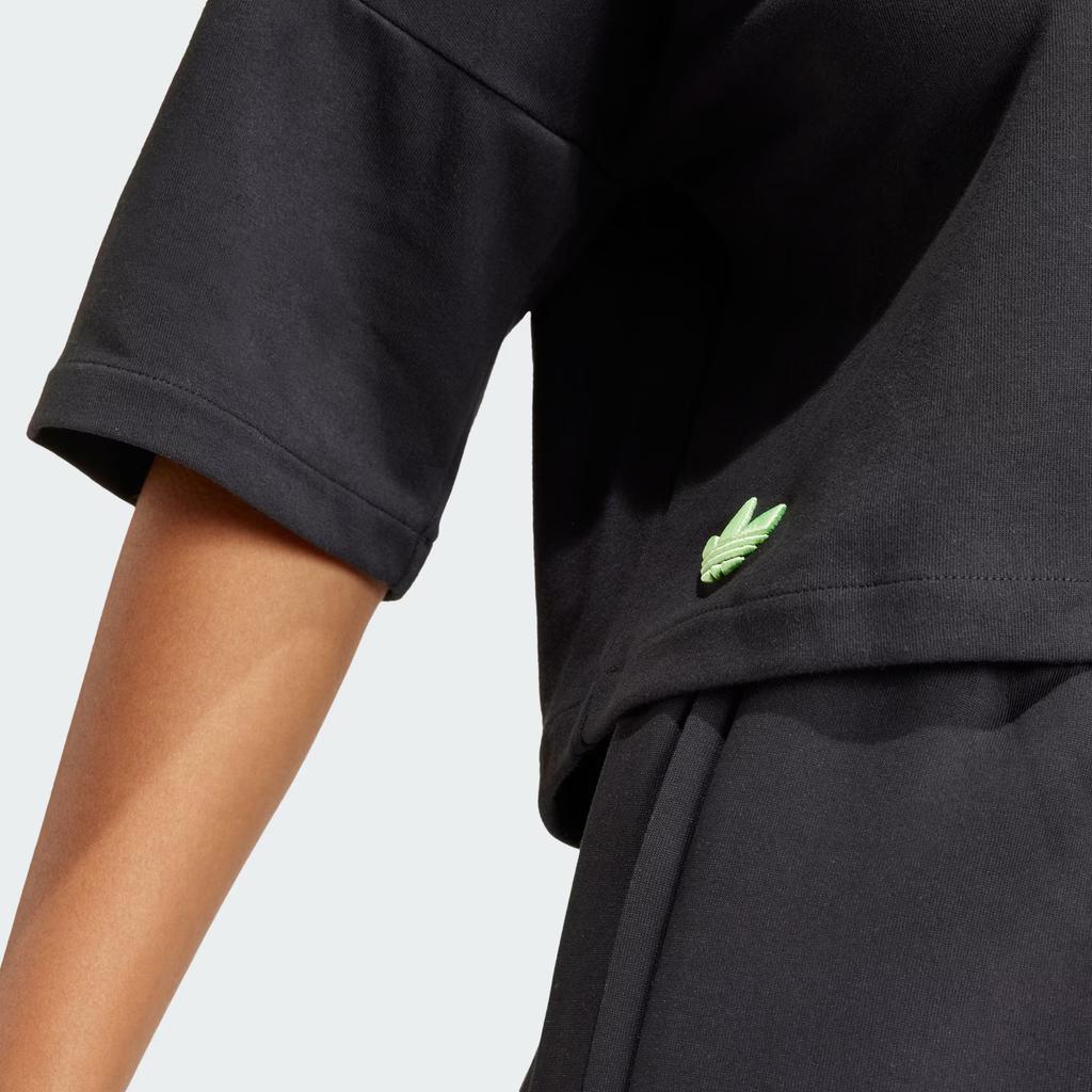 adidas Originals Três Listras Bloco de Cores Corte Solto Manga Curta Ombro Caído Camiseta Mulher Camisetas Preto IU2499