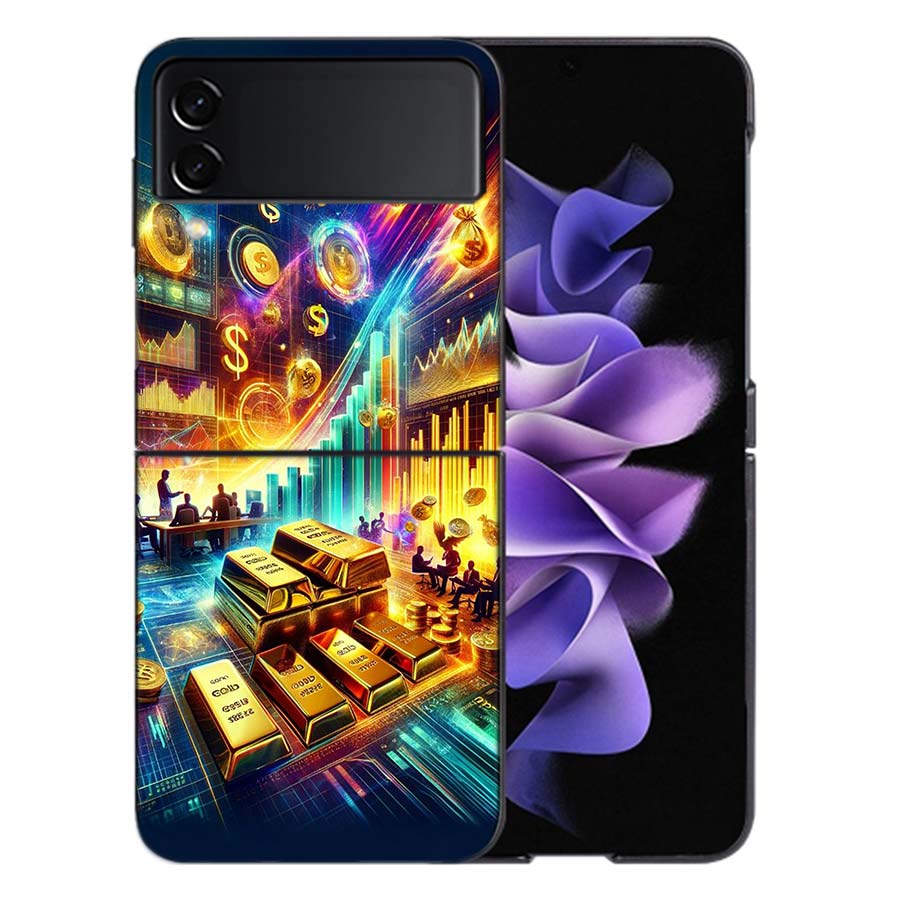 Trading Gold Contracts for Difference Phone Case For Samsung Z Flip 6 7 5G Galaxy Z Flip 5 4 3 5G Cases Shockproof Hard Cover TP