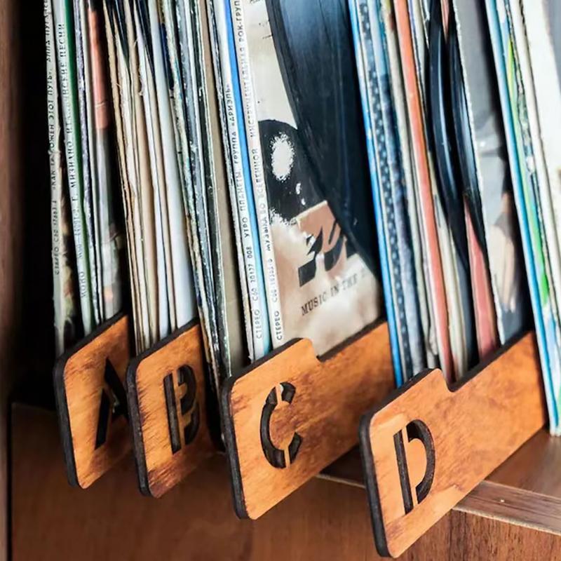 26 ks Vinylových rozdělovačů Abecední rozdělovače pro uložení vinylových desek A-Z dřevěné rozdělovače na desky 26 Organizér držáku na desky