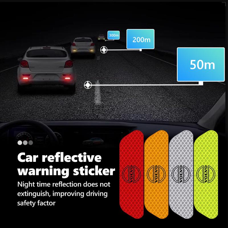 vhndr2 4pcs Car Door Stickers Reflective Warning Auto Door Sticker For Volvo V60 V50 V40 S80 S60 S90 C40 XC40 V70 XC70 XC60 XC90