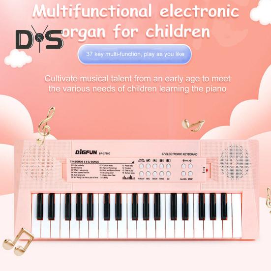Kids Electronic Piano Keyboard Toy with Microphone 37 Keys Multi-function Musical Instrument Toy Toddlers Boys Girls USB Battery Powered Educational