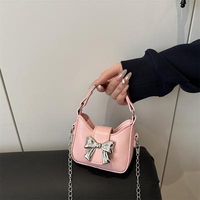 Kindertasche neu Mädchen Bonbonfarbe Schleife Mini Handtasche Mädchen Eltern-Kind Kette Umhängetasche Mund roter Umschlag