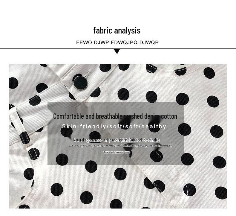 2025 Spring/Summer Women's Polka Dot High Waist Denim Shorts - Trendy Hong Kong Style, Washed Cotton, Wide Leg Fit