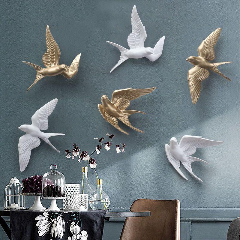 Skandynawski 3D Żywiczny Ptak Wiszący na Ścianie Dekoracja Jaskółki Elementy Akcesoria do Ściany Tła Domowego Pokoju Naklejki Ścienne Restauracja Kawiarnia