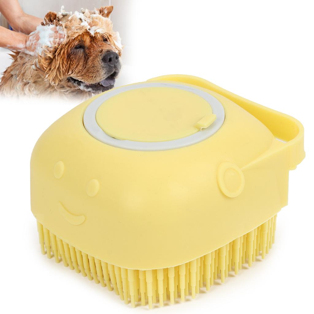 Pet Dog Cat MultiFunctional Bath Massage Brush Cleaning with Shampoo Storage Silicone