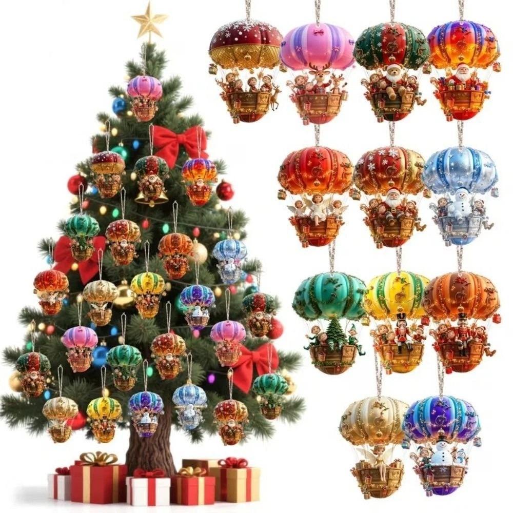 Flat Printed Christmas Hanging Ornaments Flat Christmas Ornaments  Festive Xmas 12pcs цветной