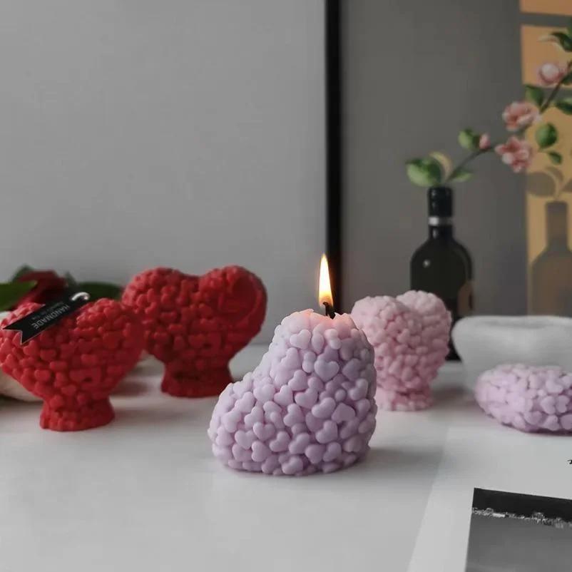 1 Pcs Heart-shaped Rose Handmade Silicone Candle Molds Love Chocolate Cake Fudge Making DIY Soap Gypsum Resin Crafts Molds