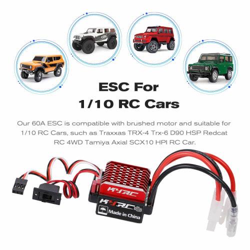 GoolRC 60A ESC RC Car ESC Brushed Electric Speed ??Controller 6V/2A BEC for 1/10 Scale Traxxas TRX-4, Trx-6, D90, HSP, Redcat, RC 4WD, Tamiya Axial SC