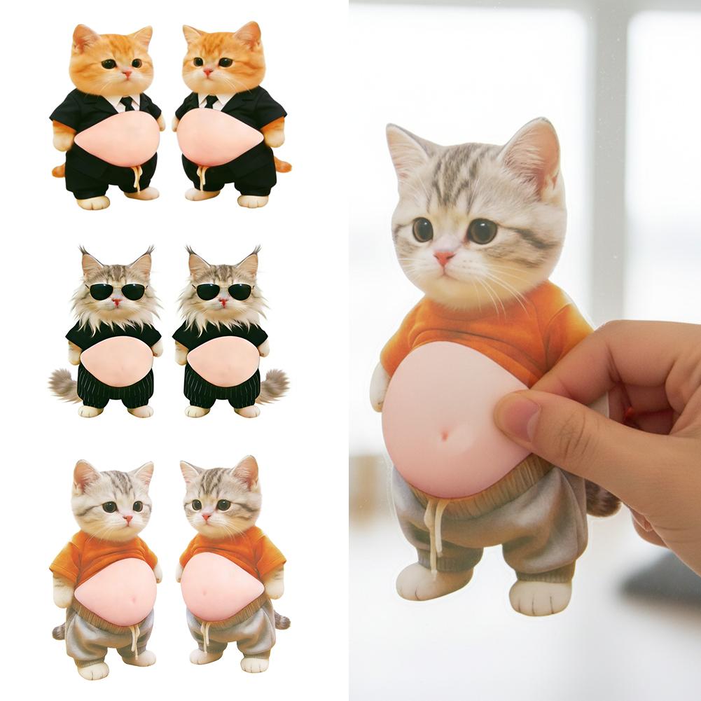 3D Cat Belly Stickers Super Soft Silicone Decor Sticker Cat Squeezeable Toys Cute Stickers Case Decor Stress-relieving Phon O5P4
