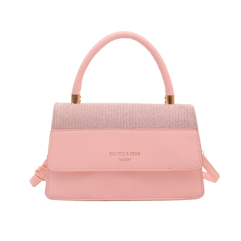 

Spring new high-value small square bag handbag fashionable casual simple versatile trend shoulder messenger bag рожевий