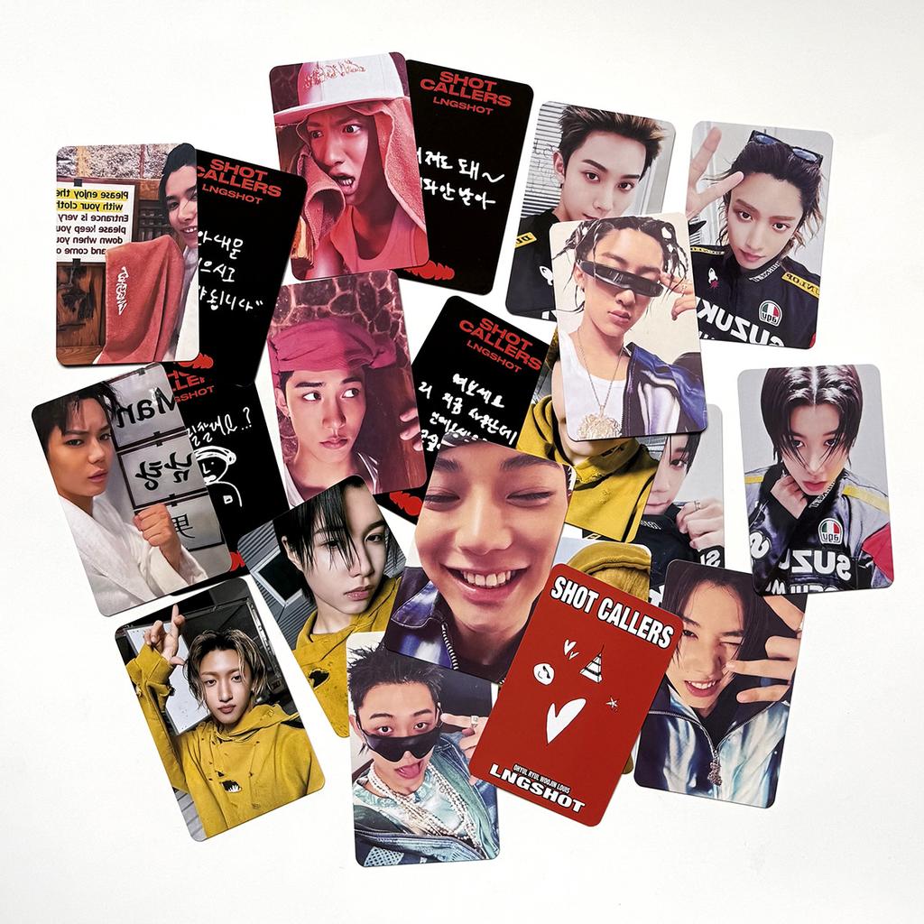 4Pcs LNGSHOT 1st Album SHOT CALLERS K4 Special Card POP-UP Store WVS Postcard RYUL WOOJIN LOUIS OHYUL Fans Bright Film Cards