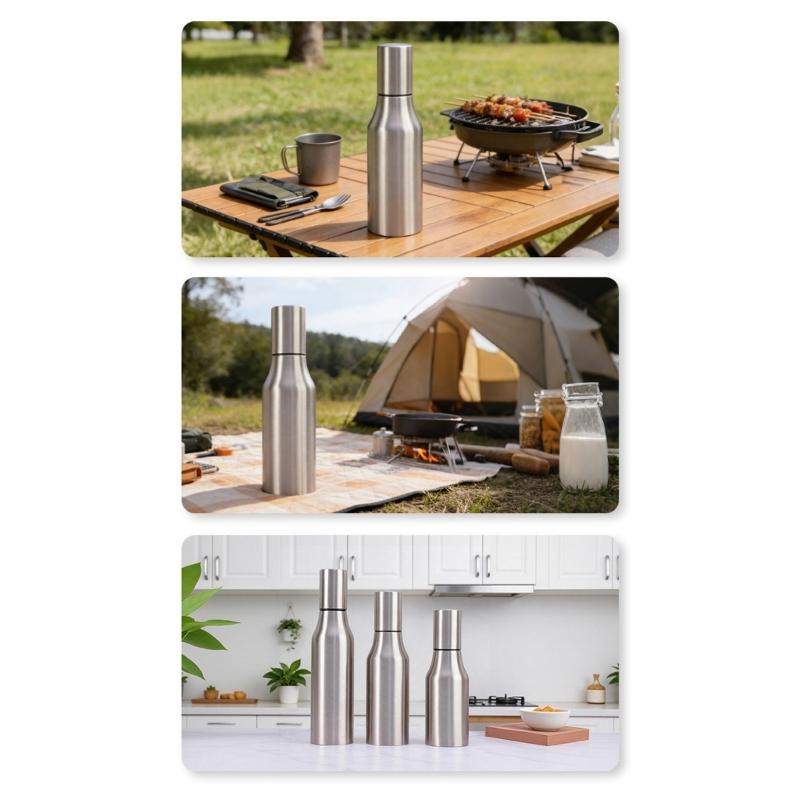 Hygienic Large Capacity Oil Bottle For Home And Restaurant Use Vinegar Dispenser Bottle Stainless Steel Gadget