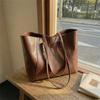 Vintage PU Tote Bag with Top Handle Large Capacity Everyday Fashion Shoulder Bag