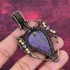 Purpurite Gemstone Pendant Copper Wire Wrapped Pendant Handmade Antique Jewelry