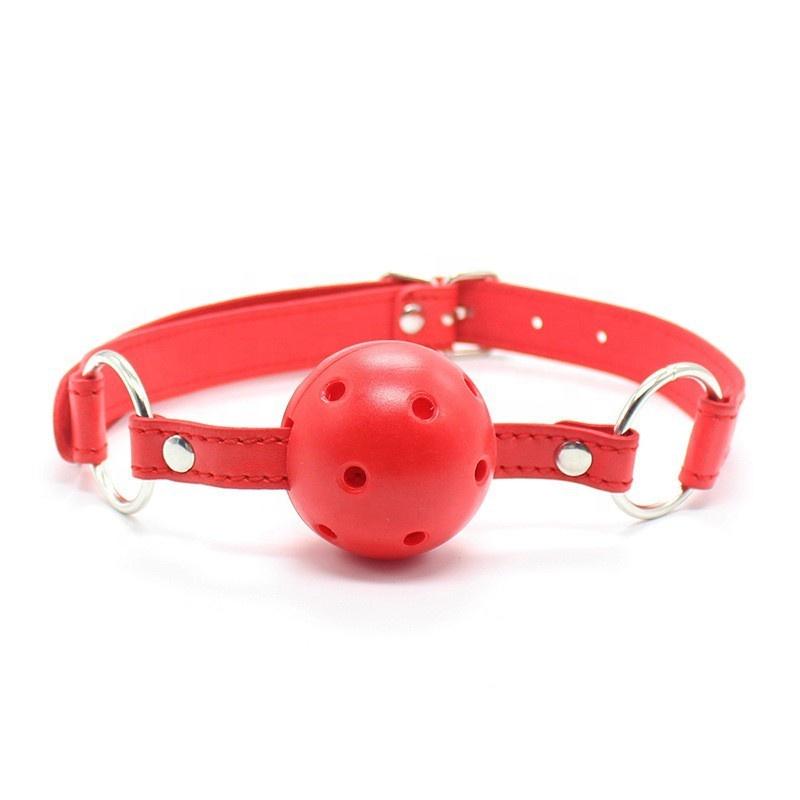 Bdsm Fetish Leather Sex Products Bondage Belt Mouth Ball Gag Plastic Ball Adult  Gags Erotic Sm Toys Open Mouth Gag For