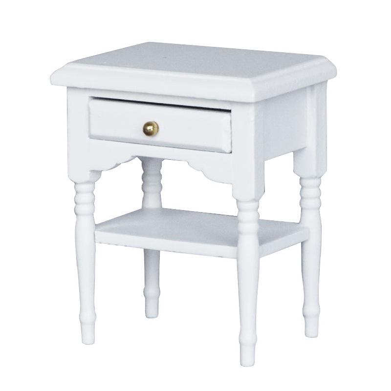 1:12 Miniature Dollhouse Bedroom White Bedside Table Model