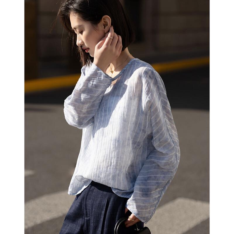 Women's Tie-Dye Artistic Stripe Batwing Sleeve Loose Shirt