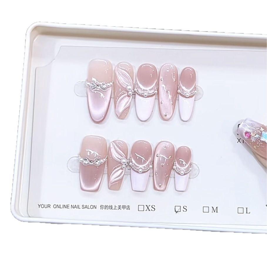 Hand-woven Armor, Three-dimensional Hand-painted Fishtail French Light-chasing Cat Eye Nail Art Patch