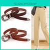 Waistband Leather Pu With Metal Pin Buckle And Carving Design For Womens