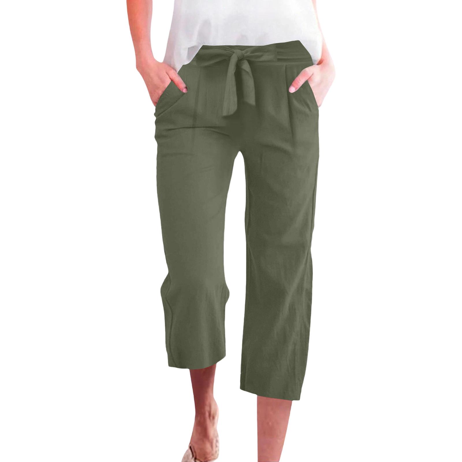 

Women s Casual Fashion -Color Elastic Waistband Pocketed Wide-Leg Straight-Cut Shorts XXL