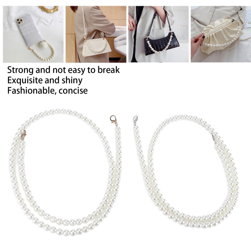 2Pcs Imitation Pearl Chains Purse Handle Strap Handbag Decoration Replacement Accessories for Women