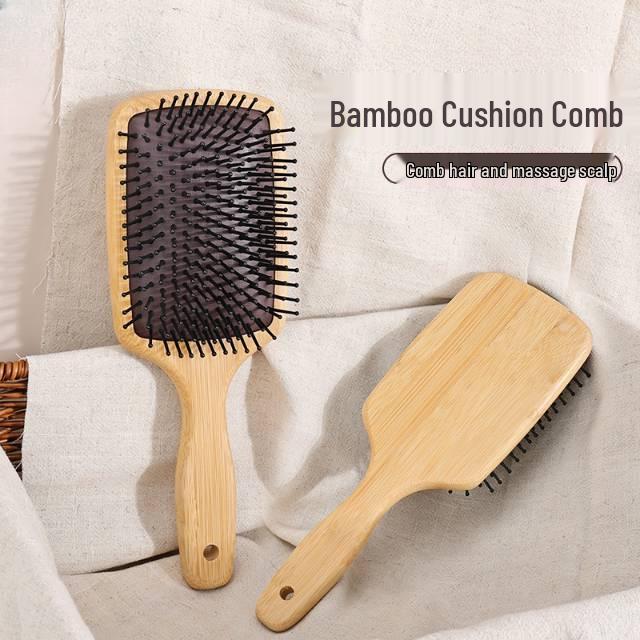 Bamboo Air Cushion Hair Comb for Women - Large, Detangling Massage Comb for Long Hair