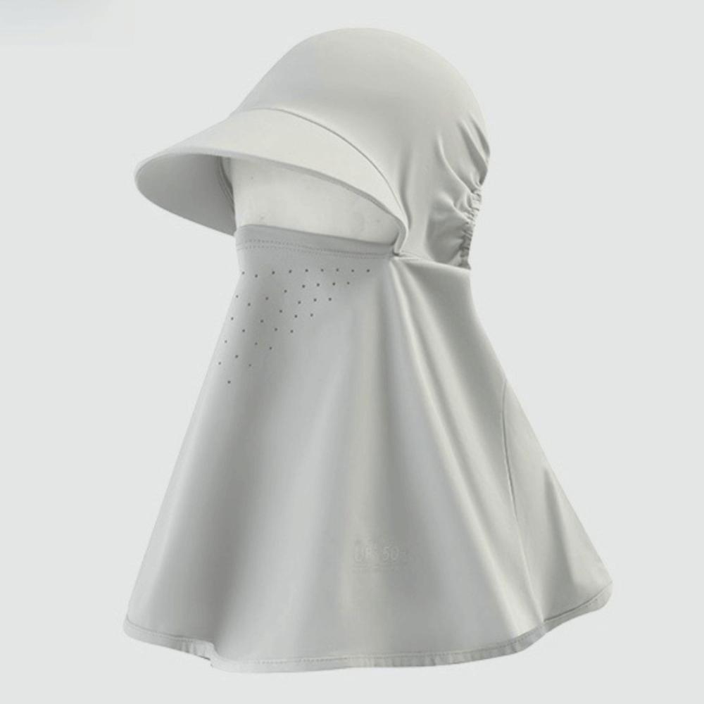 Ice-Silk Full-Face UV Protection Hood Moisture Absorbing Solid Color All-in-One Sun Hat Integrated Neck Scarf