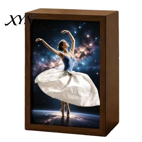 Creative Dress Design Tissue Box Walnut Wood Box, with Artistic Ballet Dancer Skirt Design, Multipurpose Paper Towel Holder for Home Decor Entryway