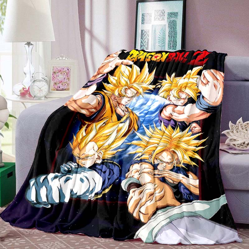 Dragon Ball Print Blanket Warm Comfortable Flannel Blanket for Bedrooms, Sofas, Beds, Chairs, Picnics, Travel -LXR18
