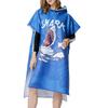 Besince Changing Poncho Towel Robe, Hooded Microfiber Surf Sauna Poncho Bathrobe for Men Women, Lightweight Quick-Dry Absorbent, Blue Shark