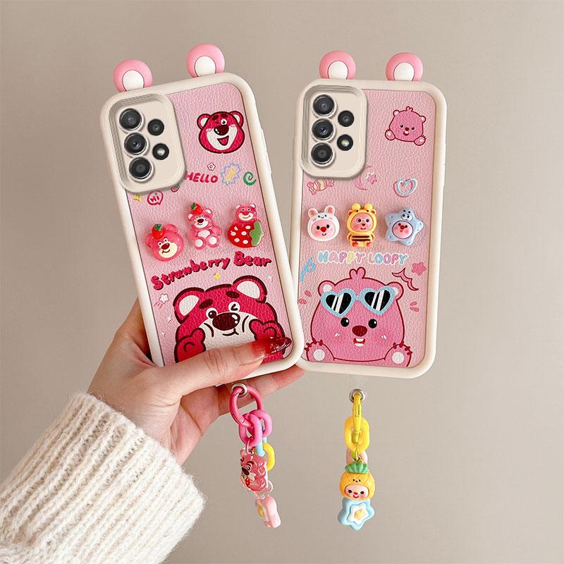 KEYSION Urocze Etui 3D z Kreskówką na Samsunga A53 5G A23 z Bransoletką Miękkie Silikonowe Odporne na Wstrząsy Etui na Telefon dla Galaxy A13 4G