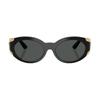 Versace Temple Logo Design Injection Oval Sunglasses Women's Black 51646730 0VE4503U GB1/87-Black 55