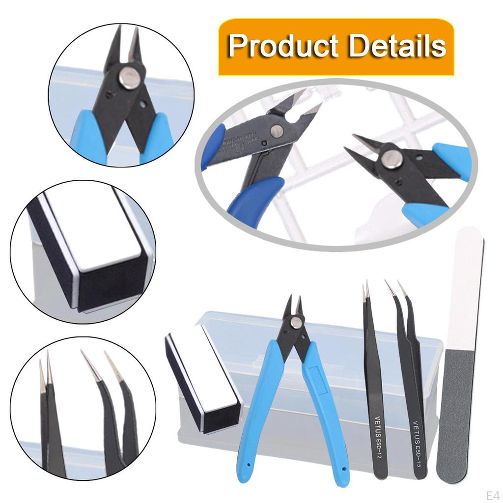 5 Pieces Model Tools Kit Hardware Basic Set for Building Deep Blue Pliers