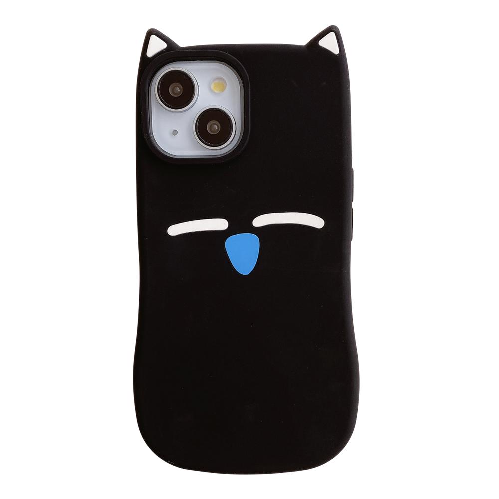 

For iPhone 15 Silicone Case Cute Black Cat Design Shockproof Phone Back Cover A