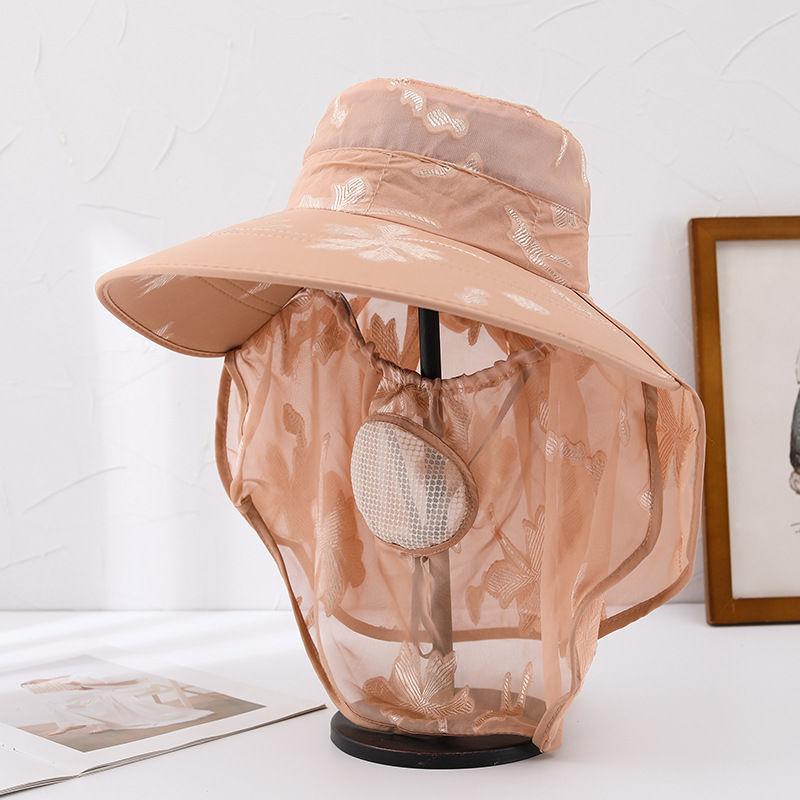 Ice Silk Hat, Sun Protection and Sunshade Hat Summer Breathable Hat Large Brim UV Protection Outdoor Cycling Face Mask, Windproof