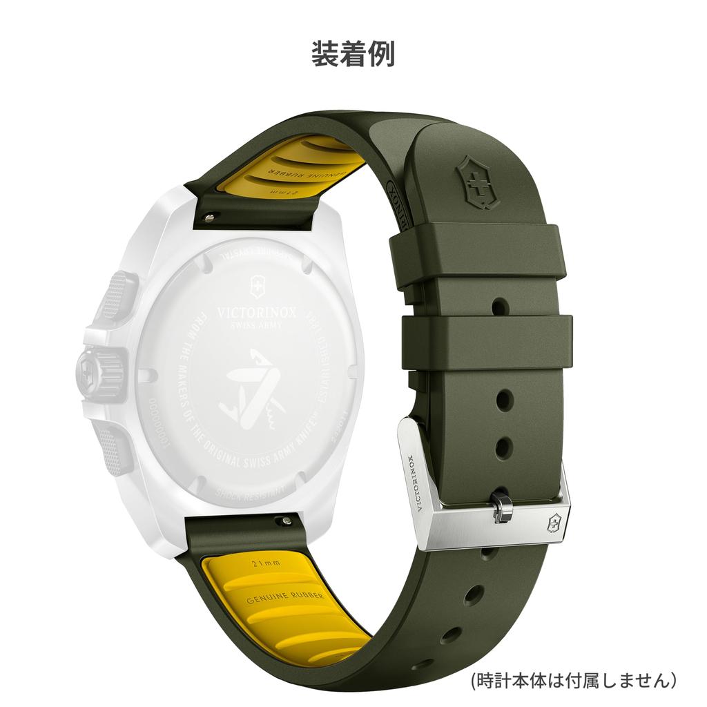 Watch Band 21mm No Tools Required Rubber Strap D2 Pin Buckle Watch Strap Replacement Strap Lightweight Breathable Green [Victorinox] [] V.60041