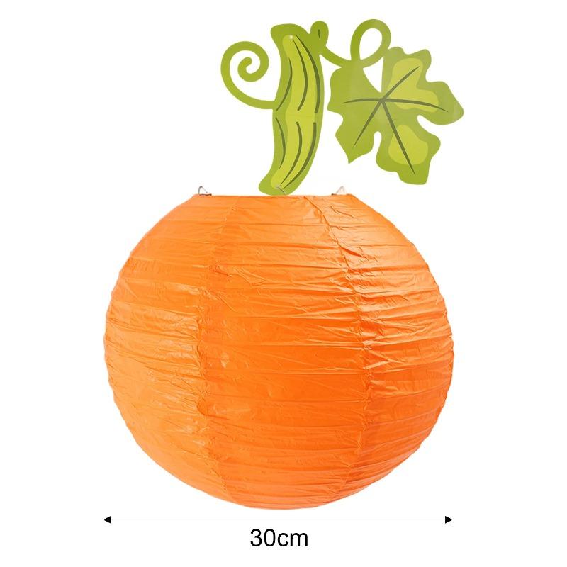 Halloween Round Paper Pumpkin Hanging Lantern Decoration for Thanksgiving Fall Festival Indoor Outdoor Party Patio Home Holiday Scene Decor Supplies