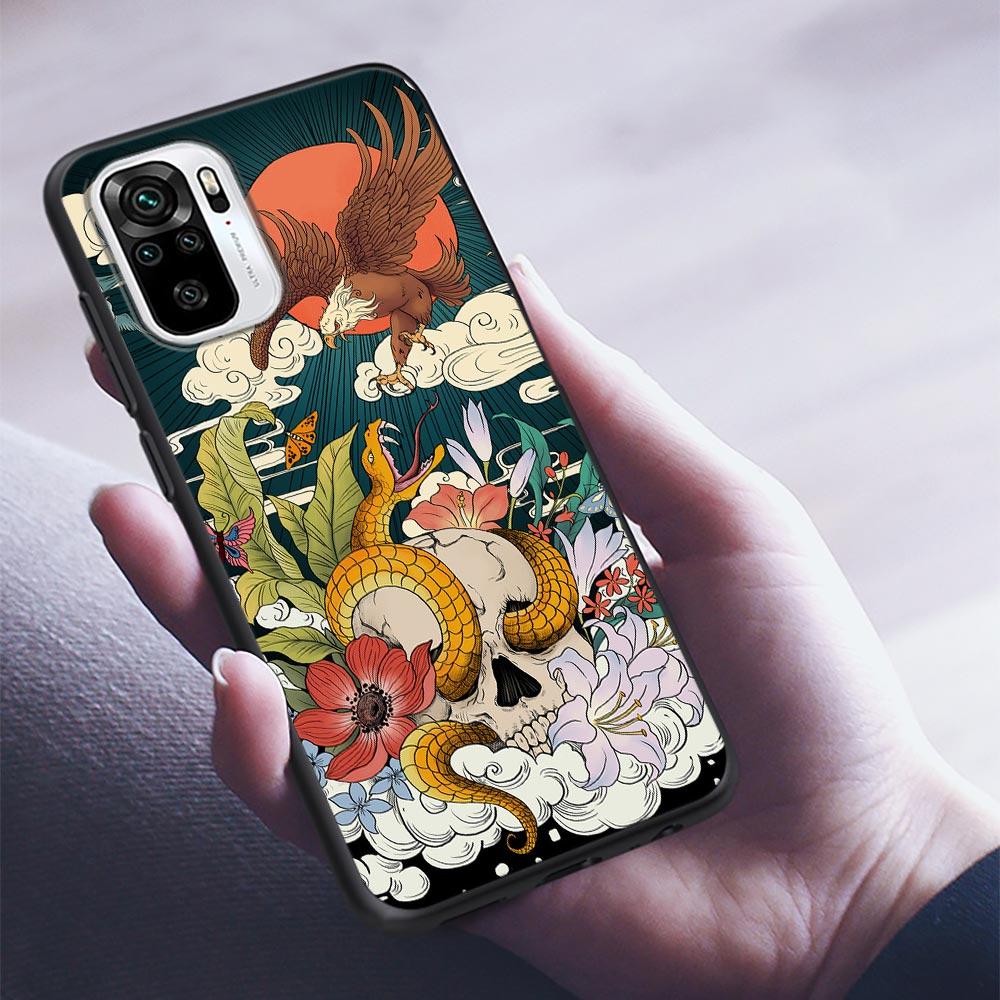 Mythos Legende Kunst Katze Fuchs Fisch Silikon Handyhülle Für Xiaomi Redmi Note 9 9T 10 10s 11 11s 11E 8 7 Poco M3 M4 Pro 5G Hüllen