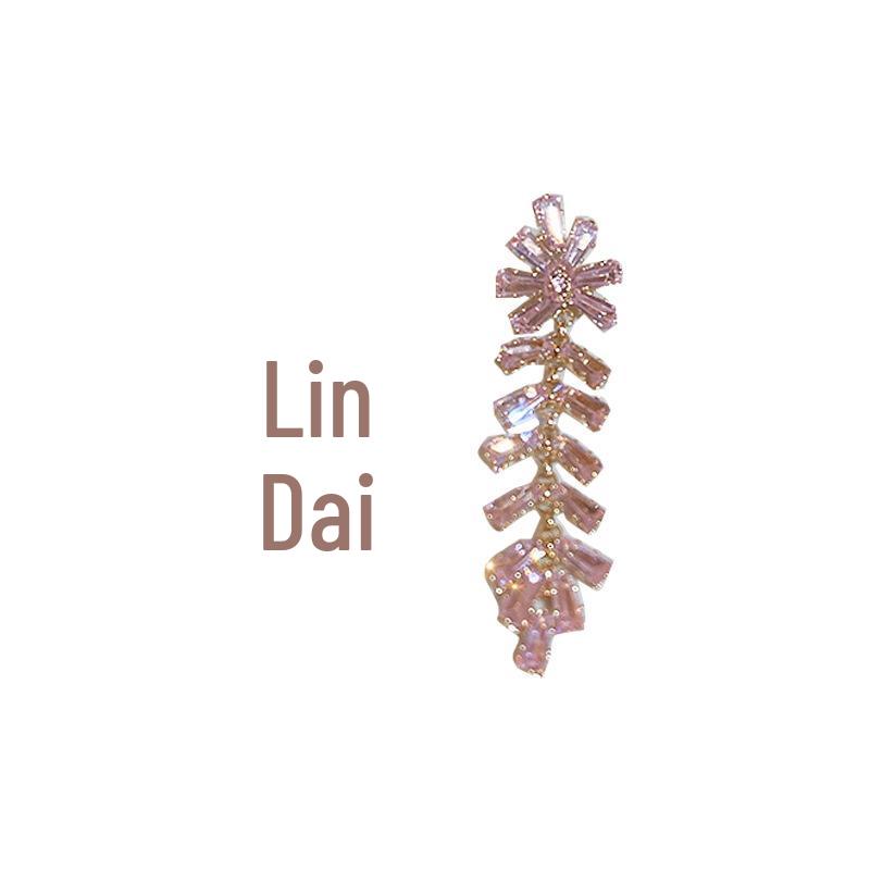 Silver Needle Korean Style Pink Zirconia Butterfly Tassel Stud Earrings - Luxurious and Exquisite Accessories for Women