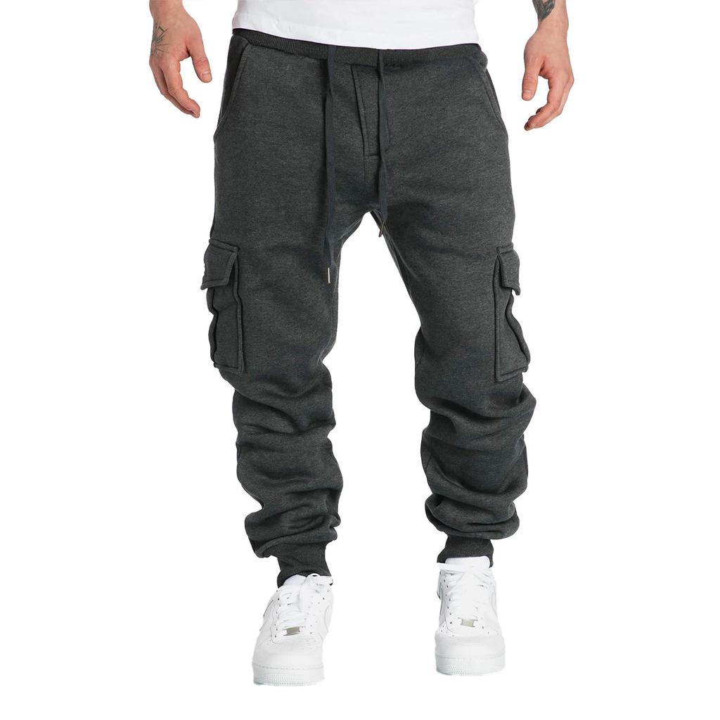 Mens Overalls Loose Joggers Workout Cargo Pants Sweatpants Active Sports Trousers Drawstring Multi Pocket Men's Casual Pants