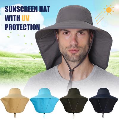 Casquette de pêche unisexe d'été, Protection UV, maille respirante à large bord, pêche en plein air, escalade, randonnée, chapeau de soleil avec rabat de cou