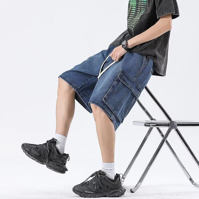 Men's Casual American-Style Denim Cargo Shorts - Summer Lightweight, Loose, Straight-Leg Design